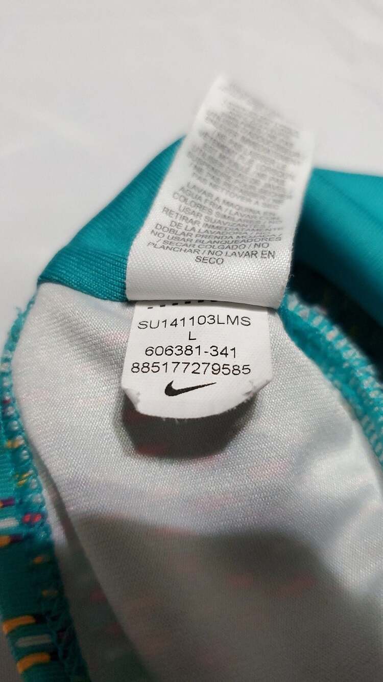Nike Pro Classic Dri-FIT Racerback Sports Bra Teal Orange Pattern Size L - Picture 5 of 5
